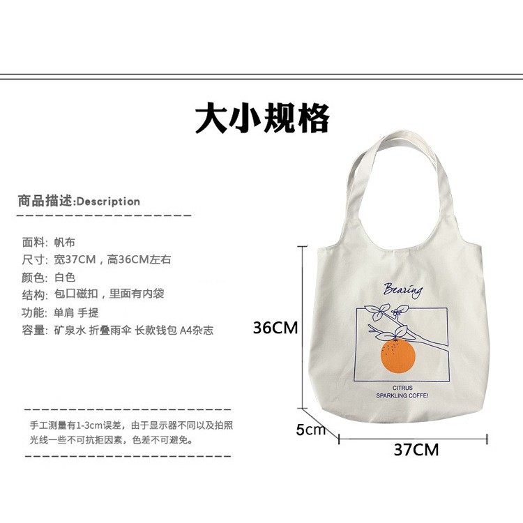 TC-21 tas kanvas canvas wanita import jepang bahu shopping bag orange