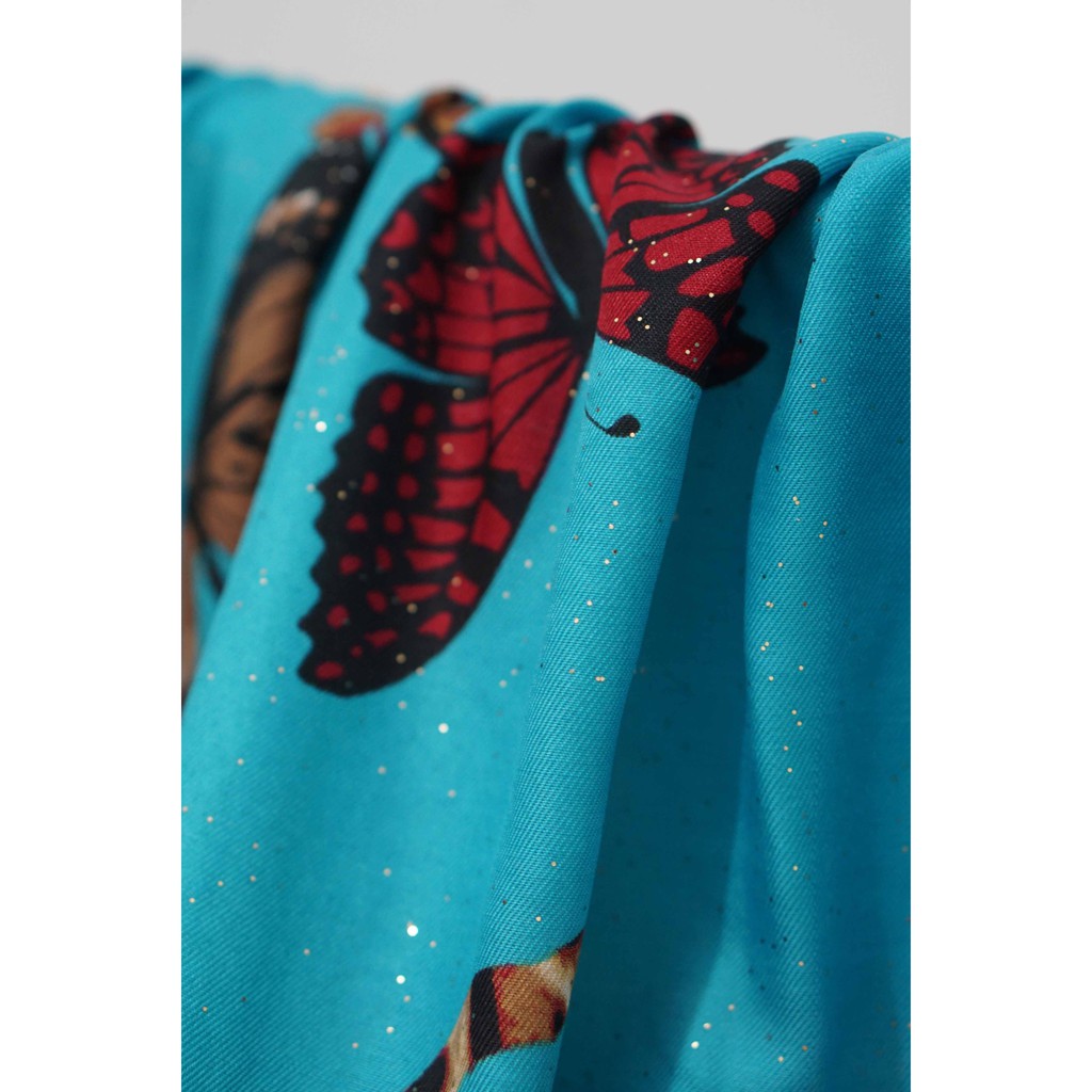 Pashmina Glitter Motif Bunga/Kupu-kupu / Selendang / Syal