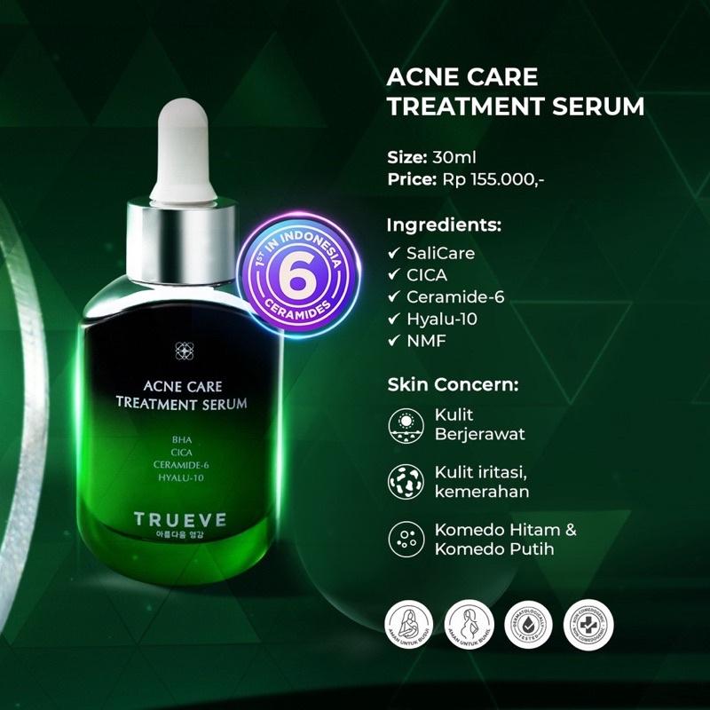 TRUEVE Acne Care Treatment Serum 30 ML (Serum Jerawat, Obat Jerawat, Serum Jerawat dan bekasnya)