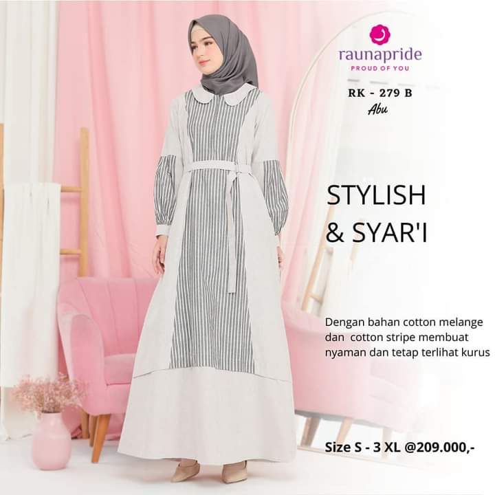 RK 278 Coklat 279 B Abu Grey Gamis Rauna