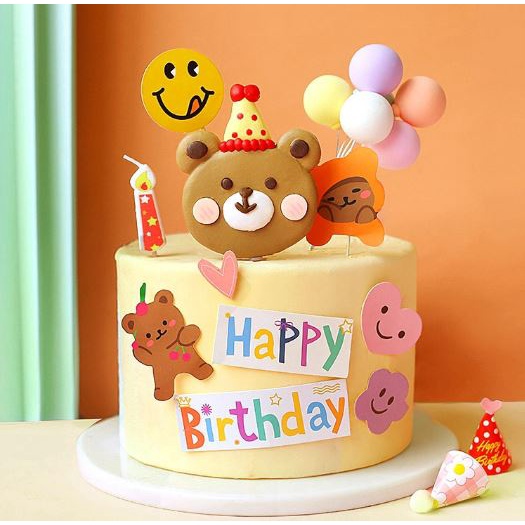 Topper Korean Cake bear beruang hiasan kue ultah ulang tahun birthday cupcake