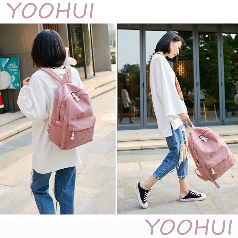 YOOHUI BB015 Tas Ransel Wanita Ransel Korea Backpack Min Tao Bag Fashion Ulzzang Korea Tas Min Tao Bag Sekolah Tas Ransel Anak Sekolah Karakter Perempuan Tas Karakter Polos Ransel Tas Ransel Olahraga-4
