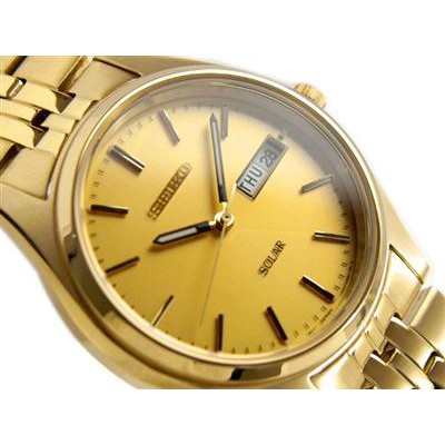 Seiko Solar SNE036P1 Full Gold Polished | Jam Pria SNE036