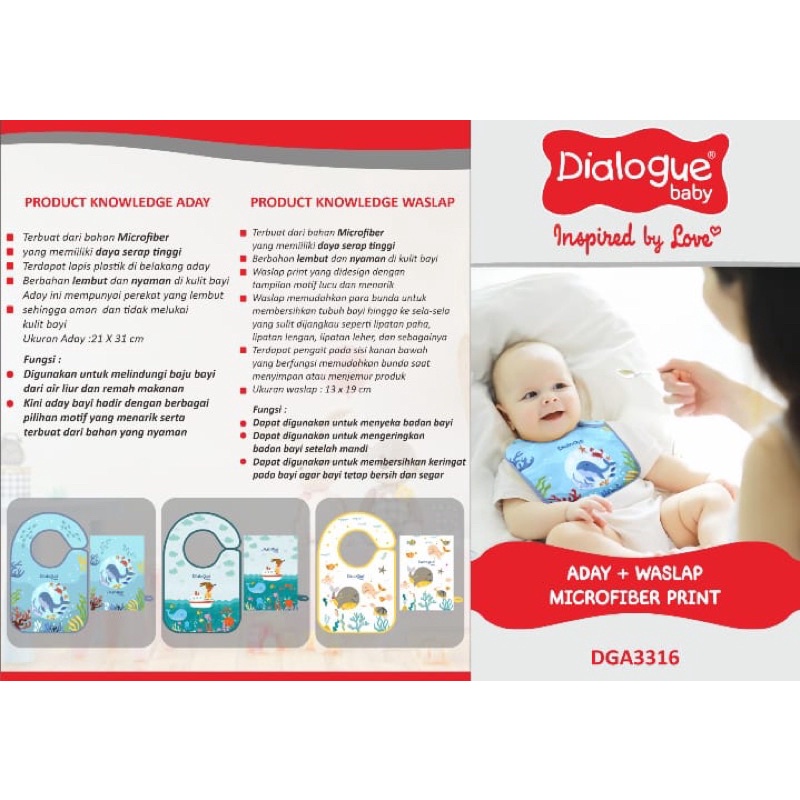 Dialogue Aday Bib Bayi Waslap Set Kain Tubuh Lap Lembut Microfiber 2pc