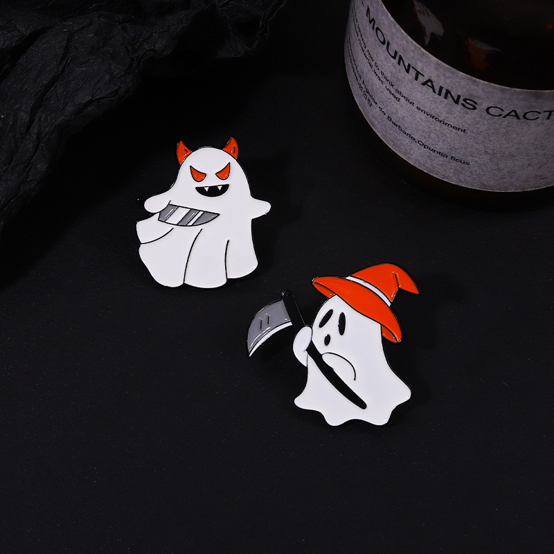 Bros Pin Enamel Desain Labu Hantu Halloween Untuk Aksesoris Kostum