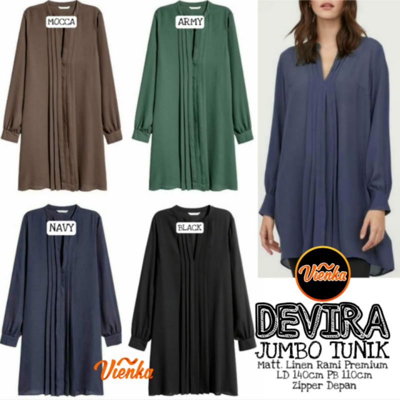 Devira long tunik katun linen LD 140 jumbo 4XL
