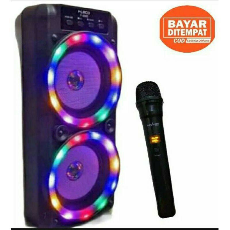 COD Speaker Bluetooth Fleco F 6582 LED Bonus Mic/Salon Fleco/Speaker Karaoke FLeco F-6582