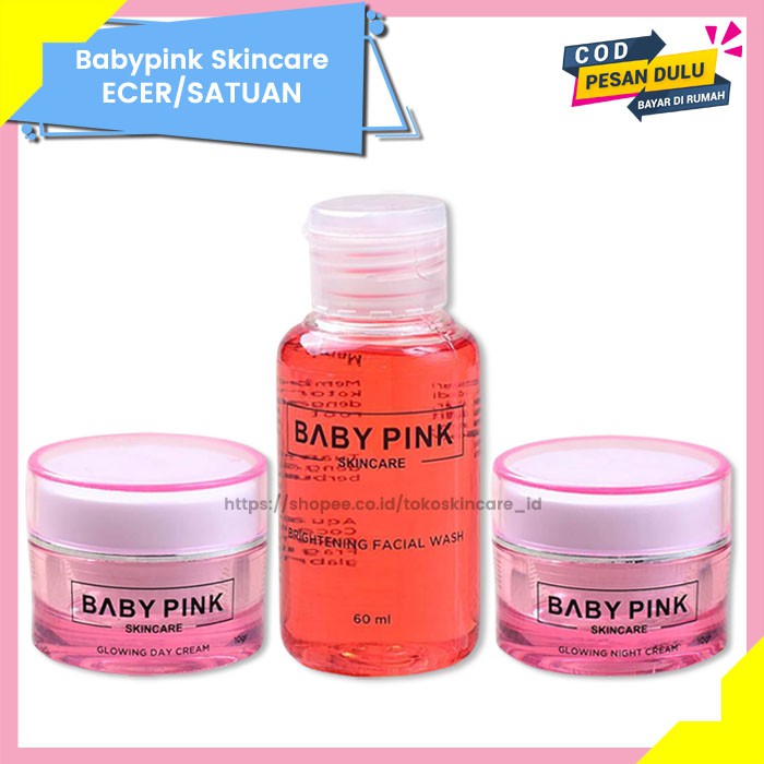 Glowing Day Cream &amp; Facial Wash &amp; Glowing Night Cream Baby Pink Skincare Original BPOM