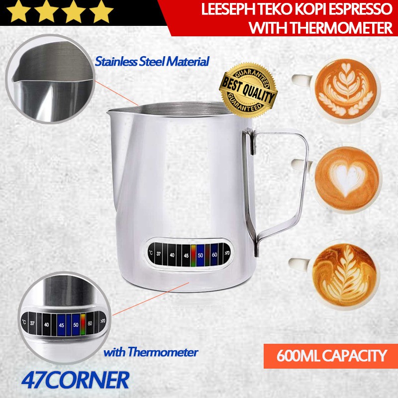 TEKO KOPI TEMPAT KOPI PITCHER TEKO STAINLESS STEEL TEMPAT KOPI PANAS TEKO TERMOMETER TEKO SUSU