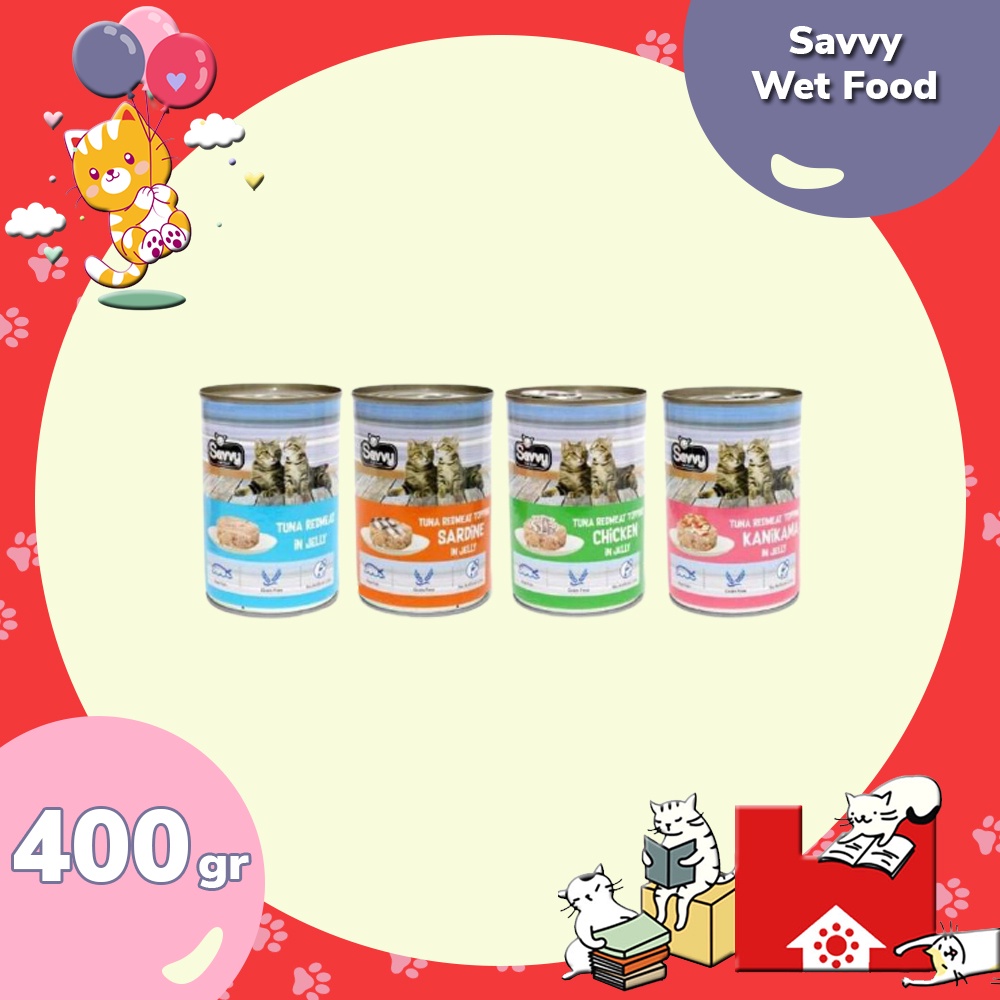 Promo SAVVY Cat Food wet 400 gr - Makanan kucing kaleng SAVVY 400 gr