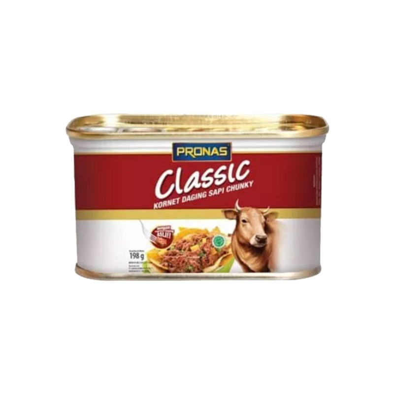 Pronas Classic Kornet Daging Sapi Suwir Chunky Kemasan Kaleng EOE 198 Gr