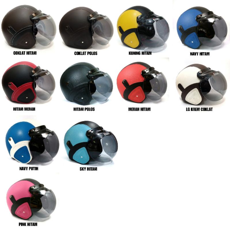 helm retro SNI + kaca bogo asli import.
