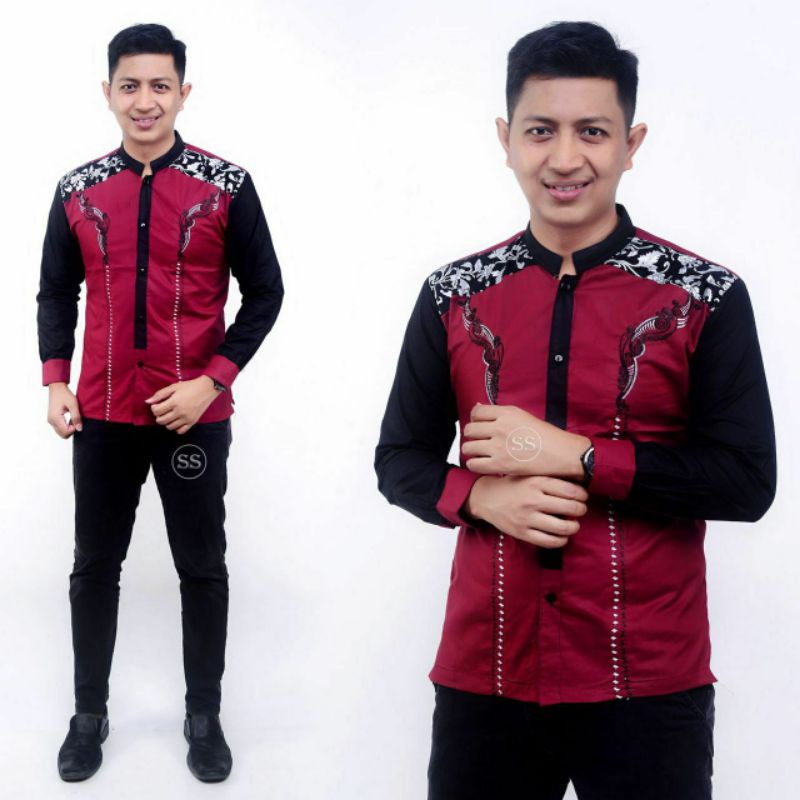 Koko Bordir Kombinasi Batik Lengan Panjang Terlaris Size M, L, XL #12 ( ORIGINAL )