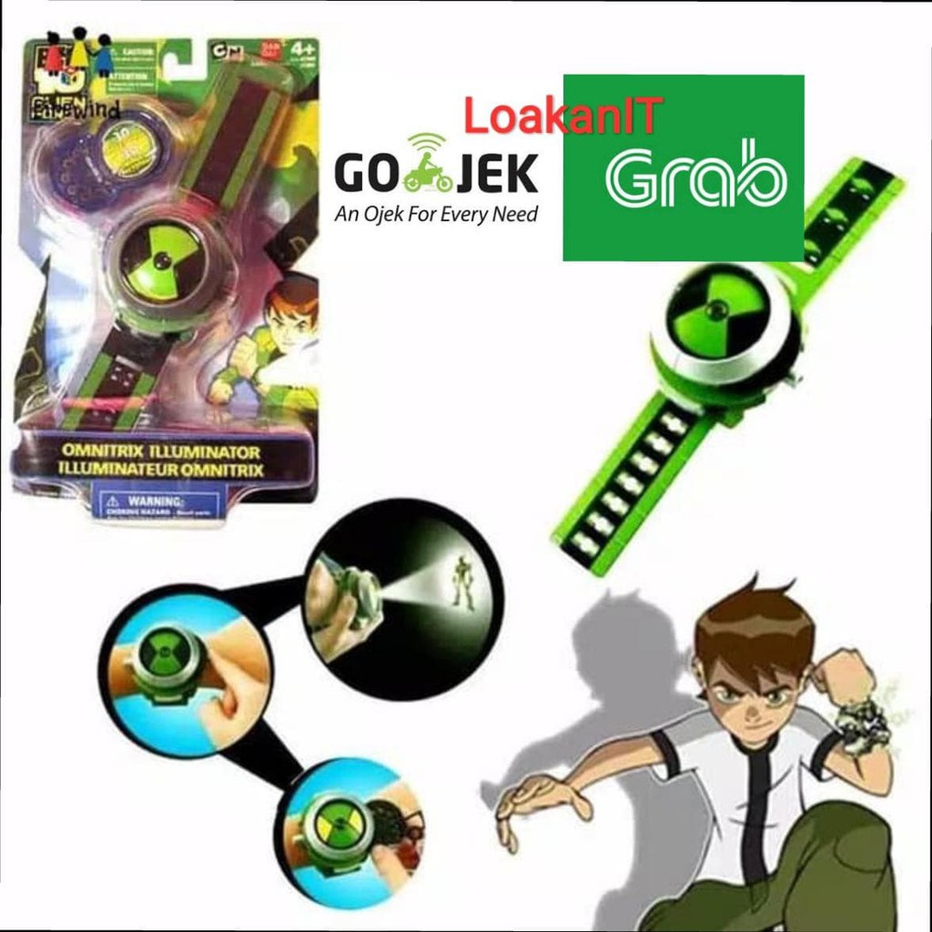 Original Jam Ben 10 Jam Ben10 Ben Ten BenTen Iluminator Proyektor Diskon
