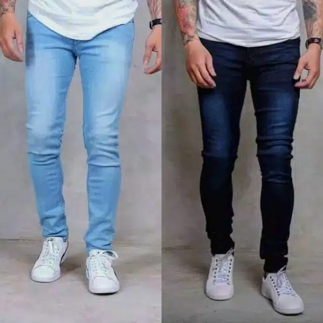 Celana Jeans Pria Pensil/Slimfit panjang jeans Biru dan hitam big size 28-38