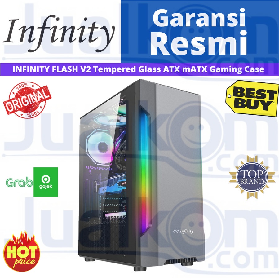 Casing INFINITY FLASH V2 Tempered Glass ATX mATX Gaming Case