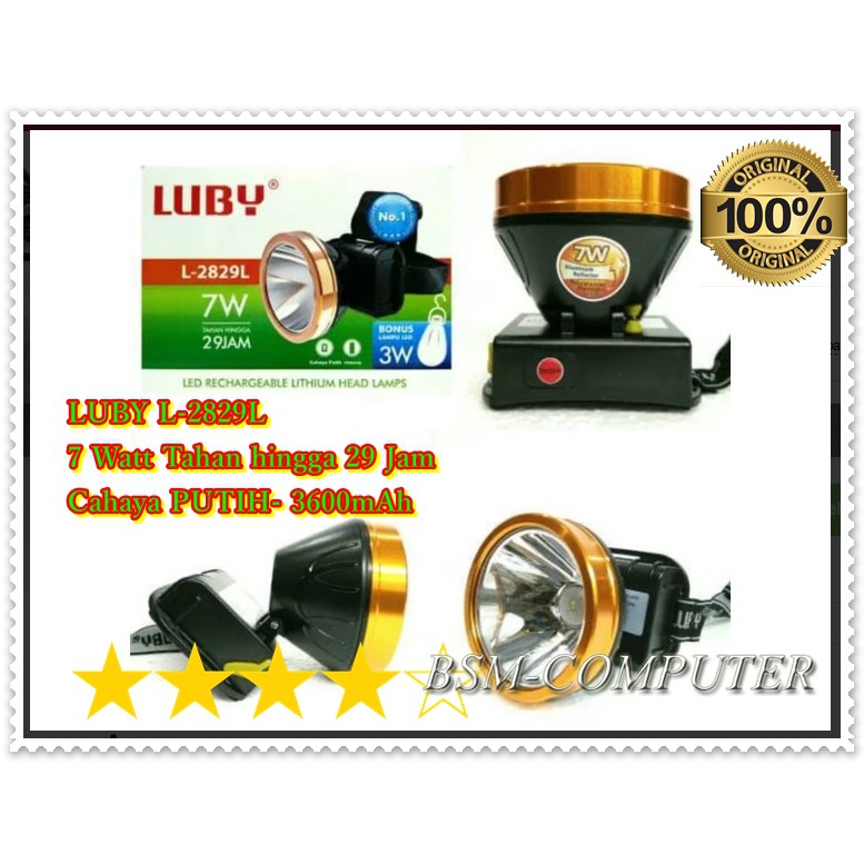 Lampu Senter Kepala - Head Lamp 7W 7 watt Luby L-2829L L2829L L-2829 L2829 Cahaya Putih white kuning