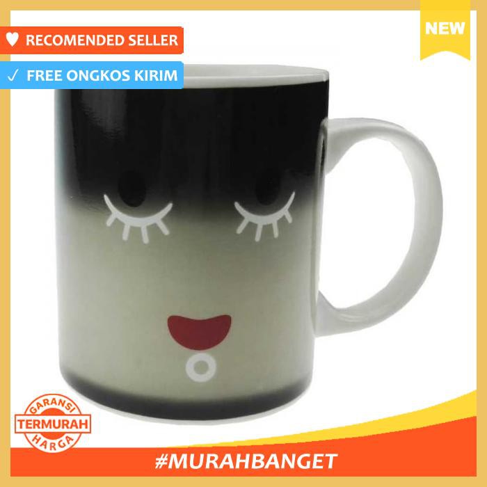 PERALATAN MAKAN - GELAS & MUG - CANGKIR GELAS MINUM MUG UNIK KREATIF LED MOTIF SMILE FACE