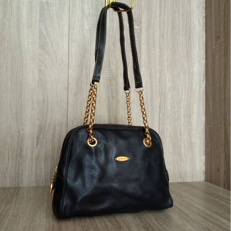 Tas A.TESTONI Authentic Vintage Preloved Tote Second Original Bahu Rantai Kulit Asli Branded Bag