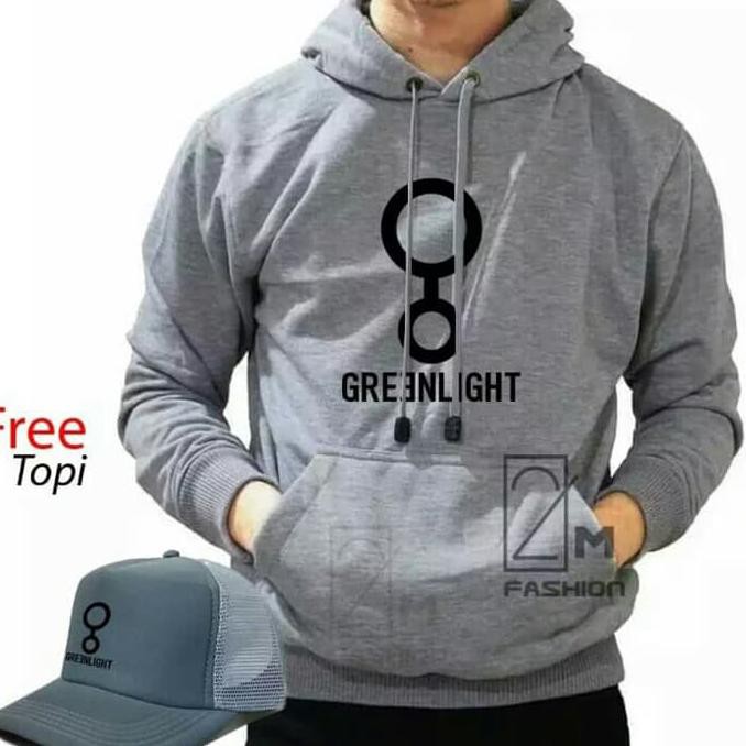 Siapkirim_Produk Jaket Sweater Hoodie Abu Misty Greenlight Bonus Topi - Abu Misty, M