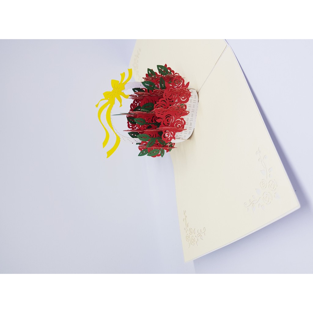 Greeting card 3D - FLOWER BOUQUET Greeting Card - flower basket - kartu ucapan congratulation