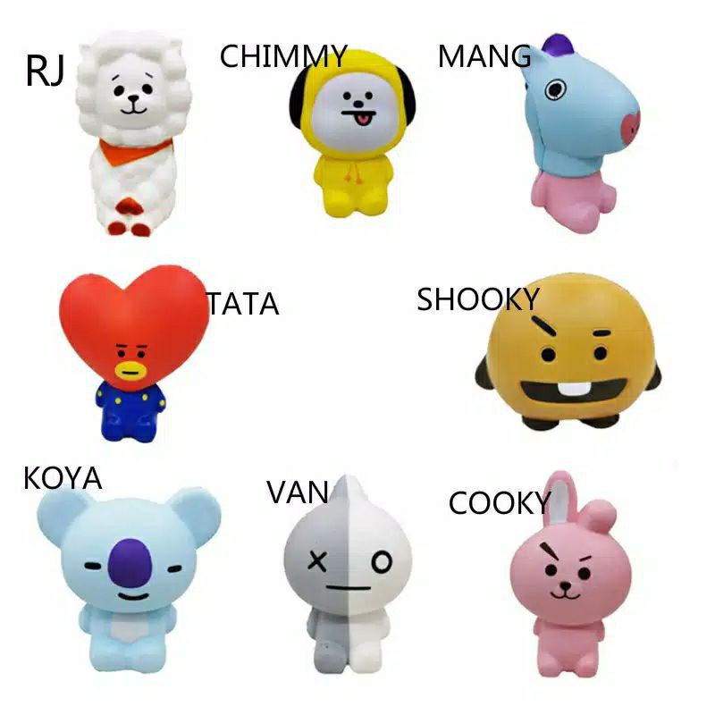 SQ01 - Squishy Karakter BT 21 Tata Cooky Chimmy Koya LOL Surprise 10cm