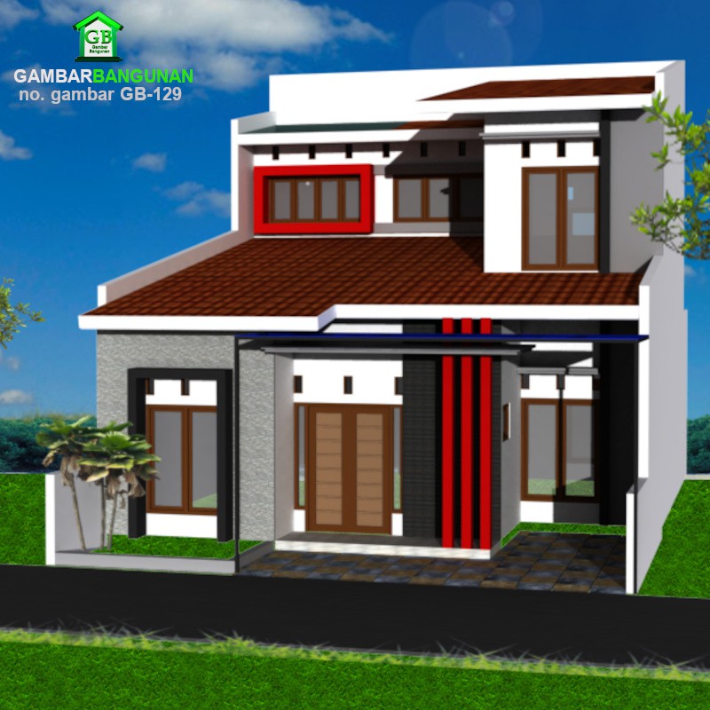 Desain Rumah 2 Lantai Bertingkat di belakang (Lahan 9m x 12,5m) no gambar GB-129