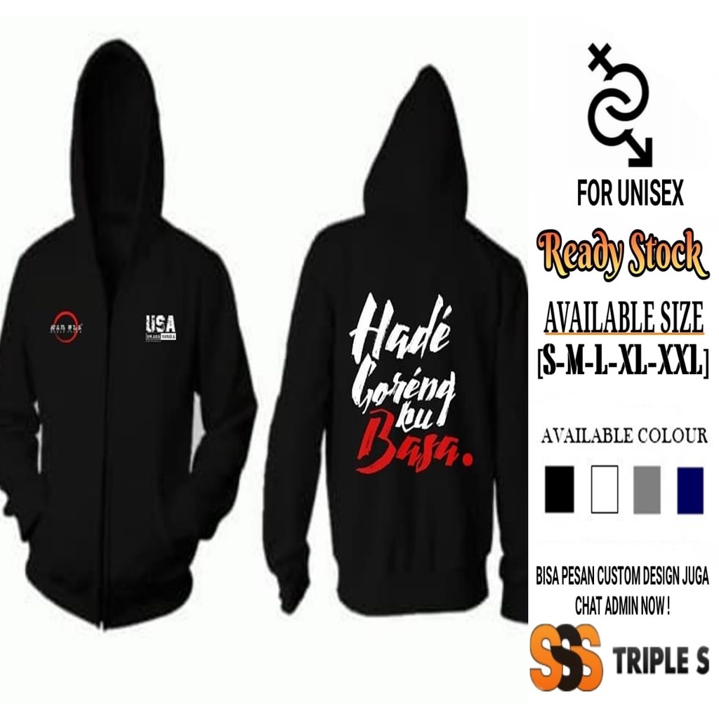 JAKET RESLETING/ HOODIE ZIPPER USA URANG SUNDA HADE GORENG KU BASA - KATA SUNDA