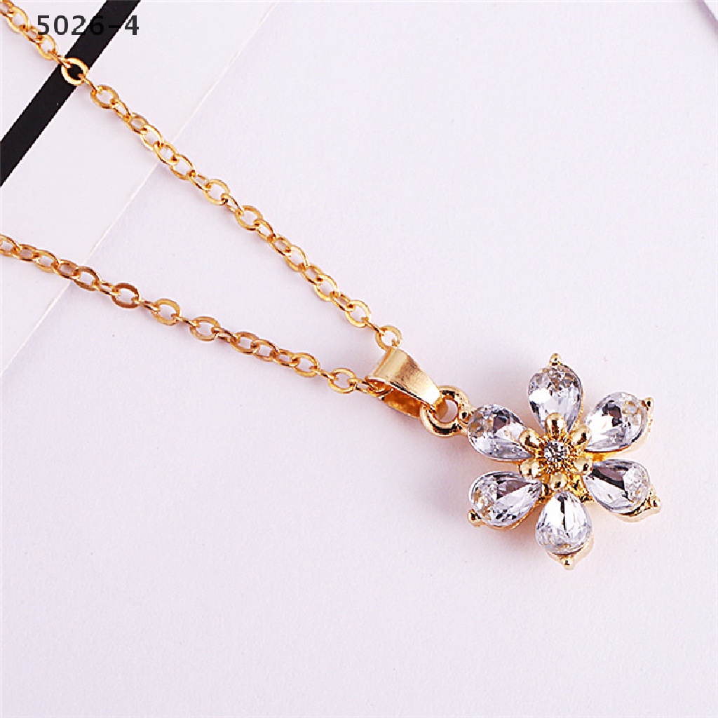 5026-4 Fashion Gold Plated Jewelry Set Rhinestone Flower Pendant Necklace Earrings Jewelry Set 5026-4