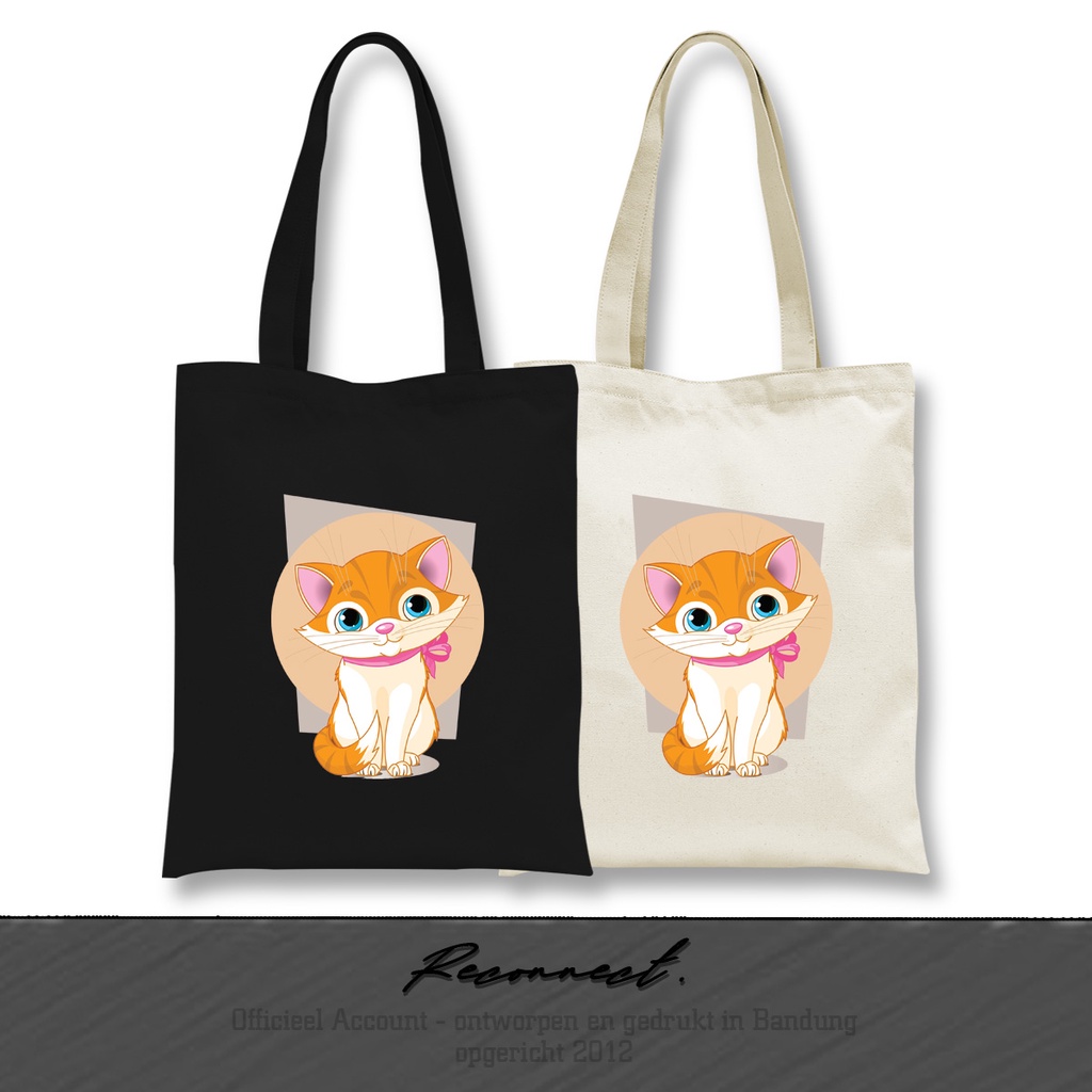 Reconnect TOTEBAG Cute Kitty Kucing Lucu - Gratis Tambah Nama