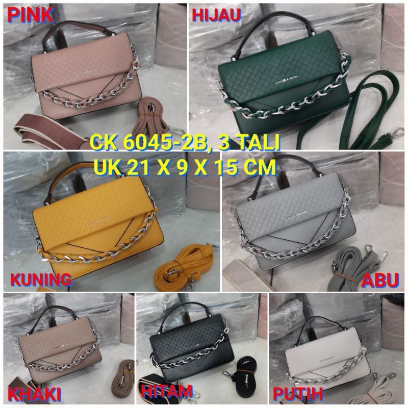 Tas fashion ck 6045-2B ANYAM &amp; 6045-2 polos import 3 tali kulit dove uk21x9x15cm handabags selempang