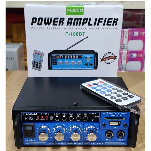Power Amplifier Fleco F-188BT Amplifier Bluetooth Subwoofer Stereo Karaoke Mp3 Player Radio FM