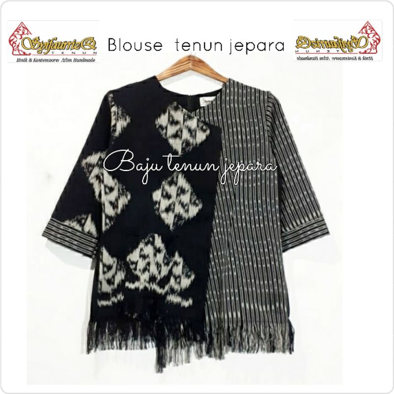 Blouse tenun jepara mix lurik baju tenun jepara mixtros BTB40