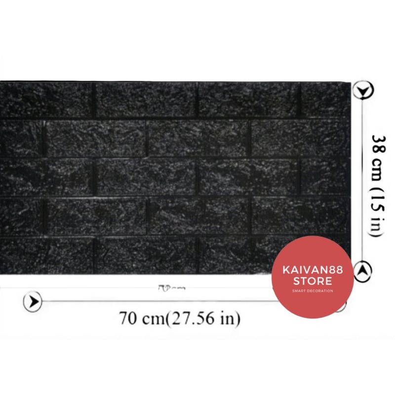 Wallpaper 3D Motif Bata Putih / BrickFoam Premium 70x38cm-Bata Hitam 70x38cm