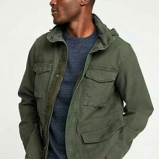 JAKET PARKA OLD NAVY HIDDEN HOOD MILITARY ARMY GREEN BIGSIZE HIKING