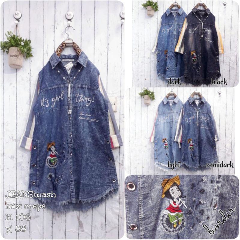 TUNIK KOMBI / TUNIK JEANS / TUNIK WANITA / FASHION MUSLIM