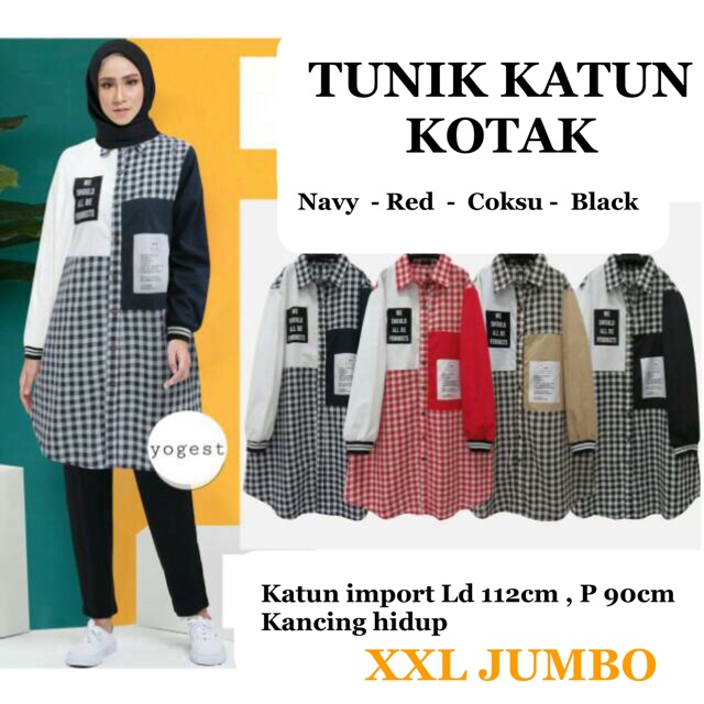  TUNIK  KATUN KOTAK TEMPEL JUMBO  BIGSIZE BUMIL BUSUI MURAH 