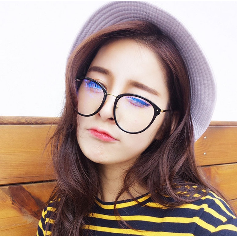 (YUZHU) Bayar di Tempat Korean Design Retro Mata Kucing Wanita Kacamata Eyeglasses