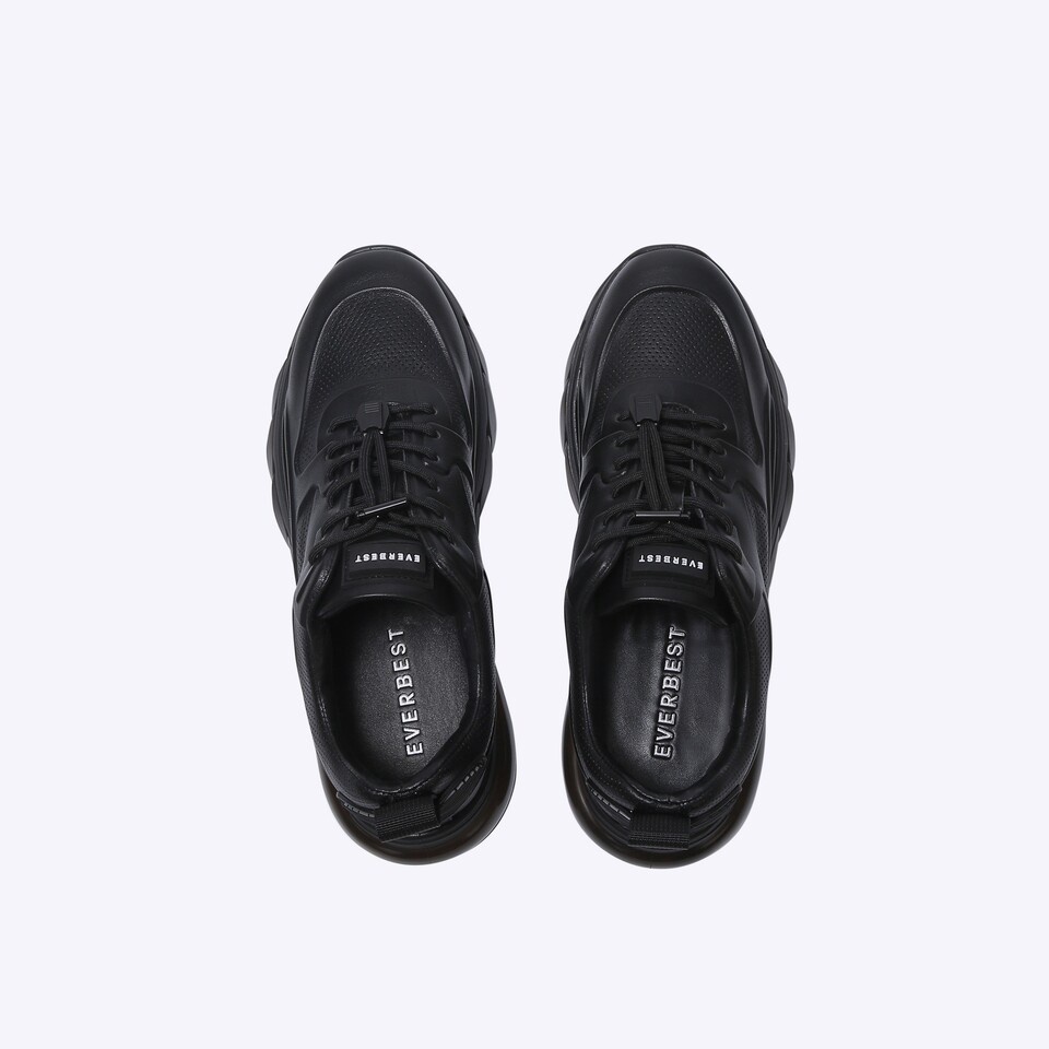 SEPATU SNEAKER KULIT EVERBEST PRIA ORIGINAL CASUAL KETS  HITAM EM48