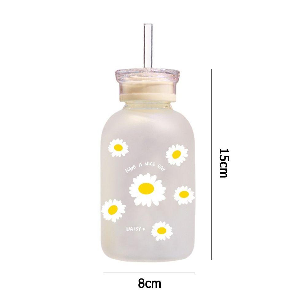 Solighter Water Bottle Flower Daisy Frosted Botol Minum Sedotan