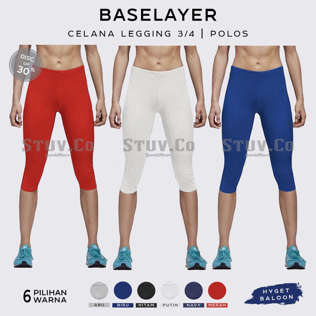 CELANA BASELAYER LEGGING PENDEK DALEMAN RENANG DIVING BADMINTON WANITA PRIA FUTSAL OLAHRAGA