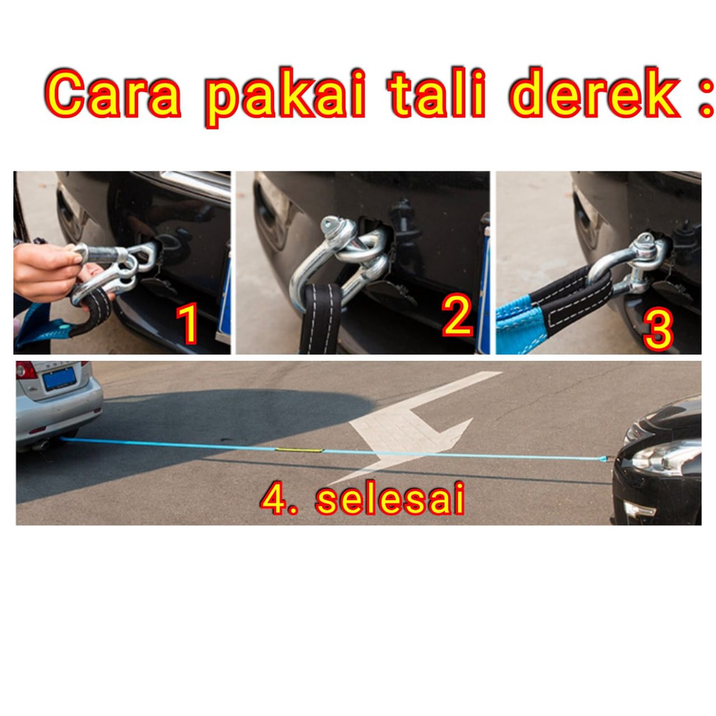 Tali Derek Mobil 5 Meter 8 Ton / Emergency Tow Rope / Tali mobil - HIGH QUALITY Towing