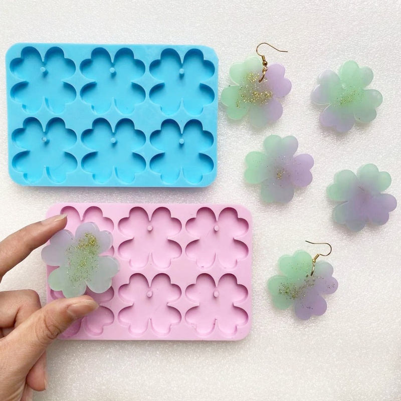 Siy 3pcs Cetakan Silikon Bentuk Kupu-Kupu Clover Shamrock Untuk Membuat Perhiasan DIY