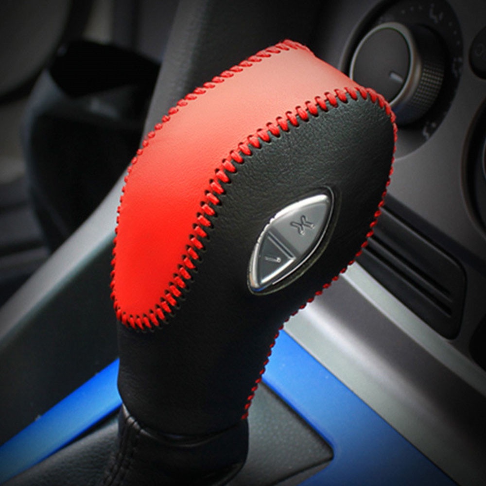 Rhd Kulit Asli Mobil Gear Shift Collars Knob Handbrake Cover Untuk Ford Kuga Ecosport Fiesta 2013-2021 AT Acc.