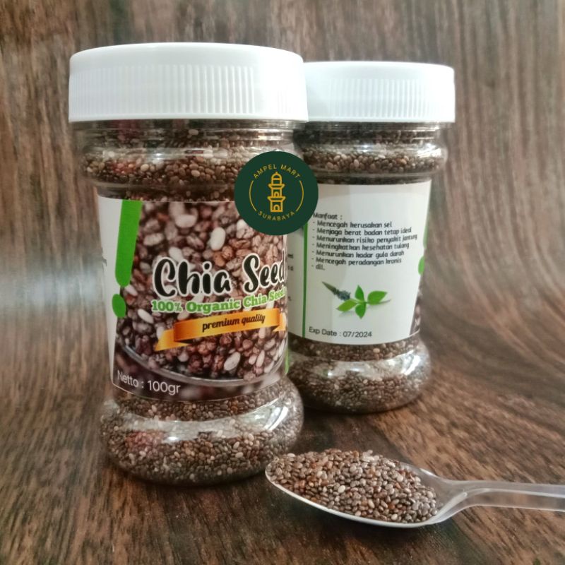 Chia Seed 100gr PREMIUM QUALITY (Free Sendok Kecil) - Organic Food Chia Seeds