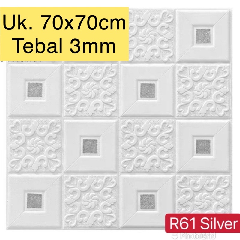 COD FOAM WALLPAPER DINDING 3D / WALL FOAM / BRICK FOAM BATU BATA MURAH-Batik silver 3mm