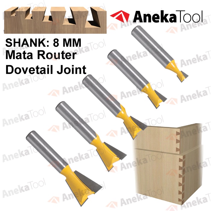 Mata Profil Router Dovetail Joint Shank 8mm Woodworking Kayu