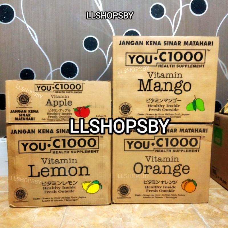 

You c 1000 orange lemon apel mango 1 karton isi 30 Surabaya you c1000 1 dus botol kaca you c 1000