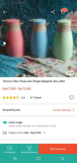 Termos Teko Panas Dan Dingin Babypink, Biru, Mint