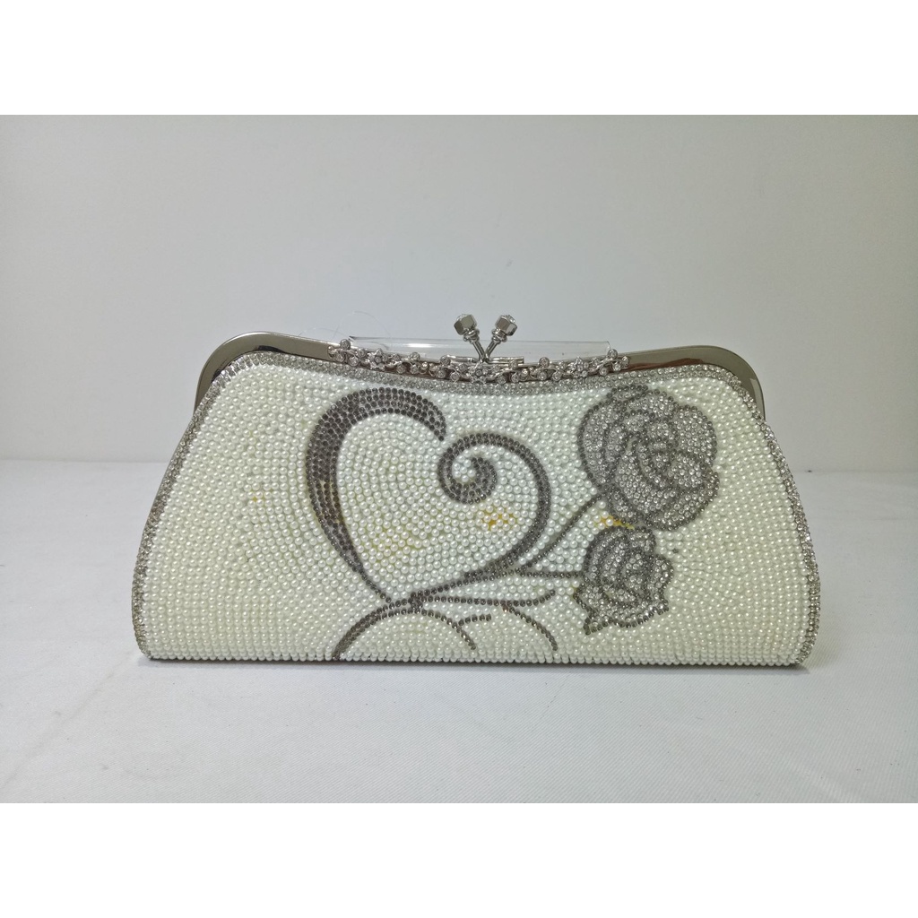 Clutch Pesta Farnell Mewah Kondangan Import Mutiara Permata Rhinestones